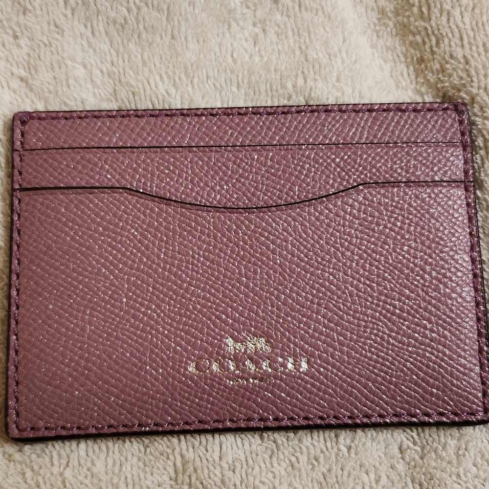 NWOT Authentic Coach Sparkling Pink Leather Flat Card Case